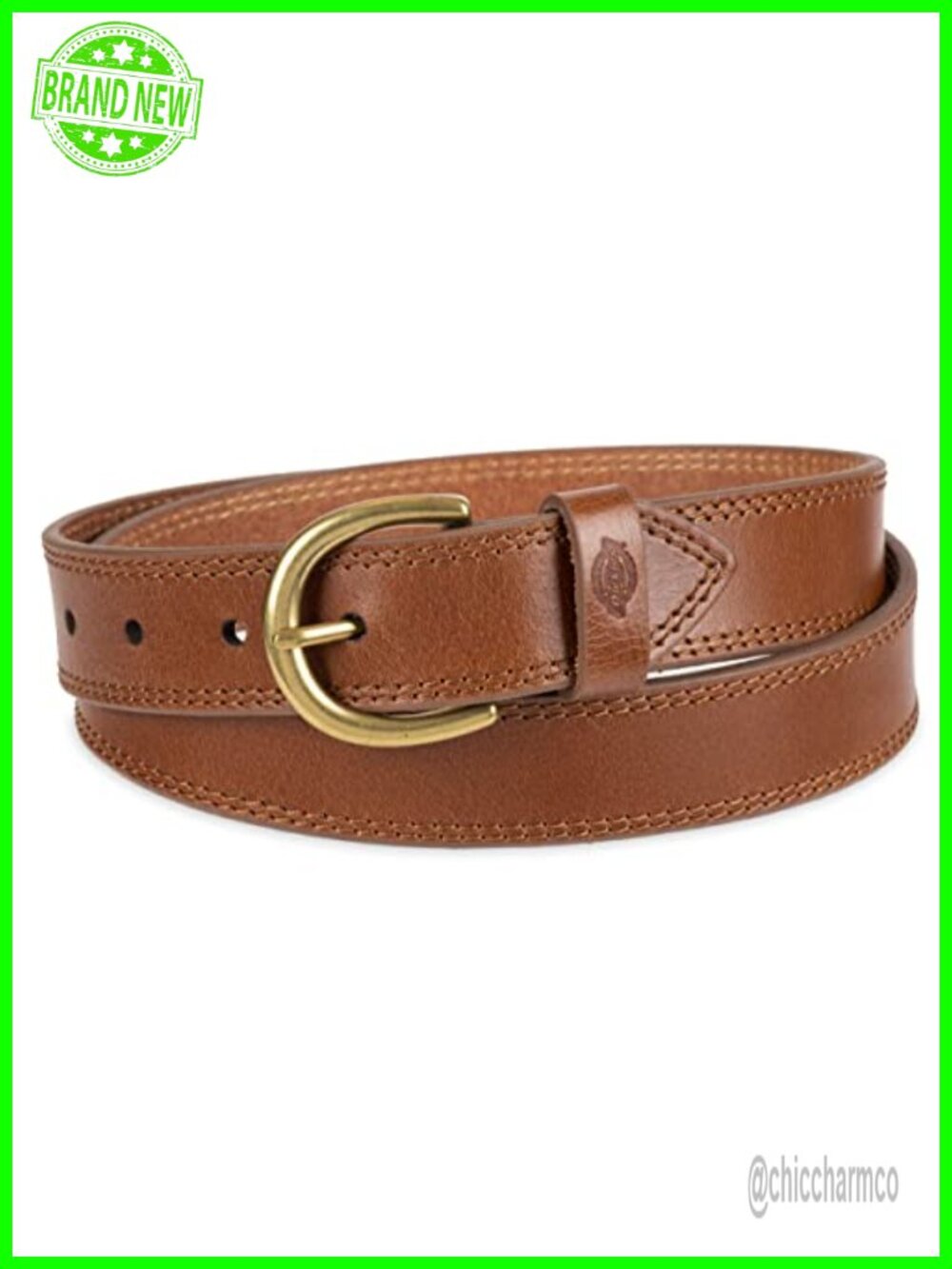 Genuine Leather Workwear Belt Round Harness Buckle Casual Jeans